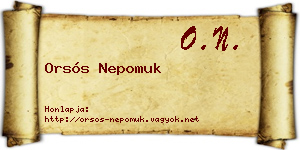 Orsós Nepomuk névjegykártya
